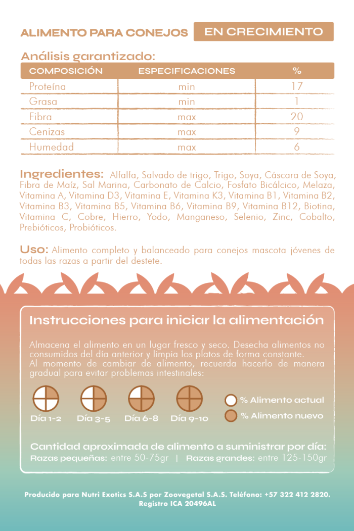 Alimento para gazapos conejos bebes en Colombia: Nutri exotics la mejor calidad